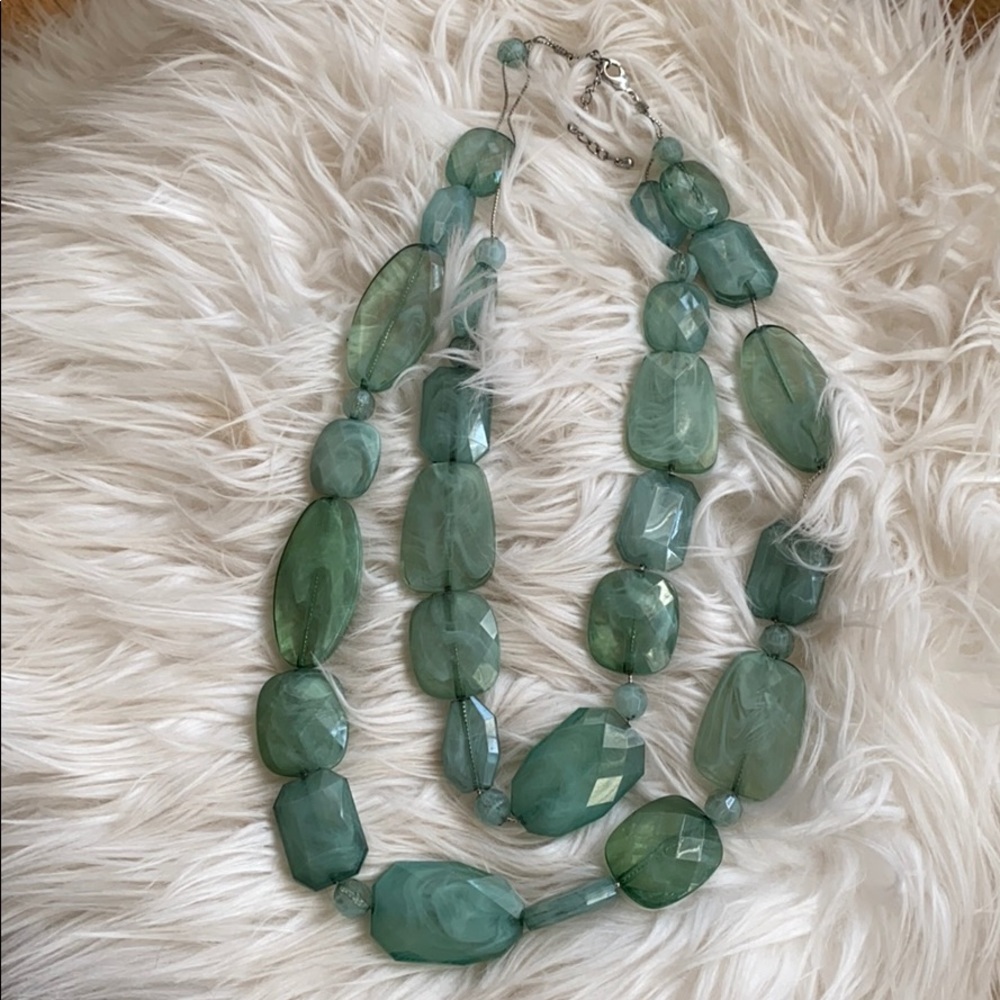 Aqua green chunky necklace